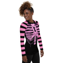 Load image into Gallery viewer, blk n Pink Alien Rib Women&#39;s Rash Guard by Spy ArtVictim